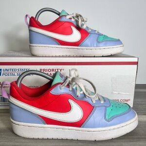 Nike Court Borough Low Recraft Kids 4.5Y Cobalt Bliss Track Red Sneakers Cool